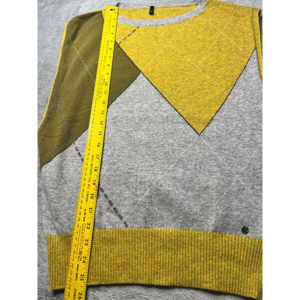 United Colors of Benetton Argyle Geometric Wool Blend Sweater Vest Yellow XS - Picture 5 of 8